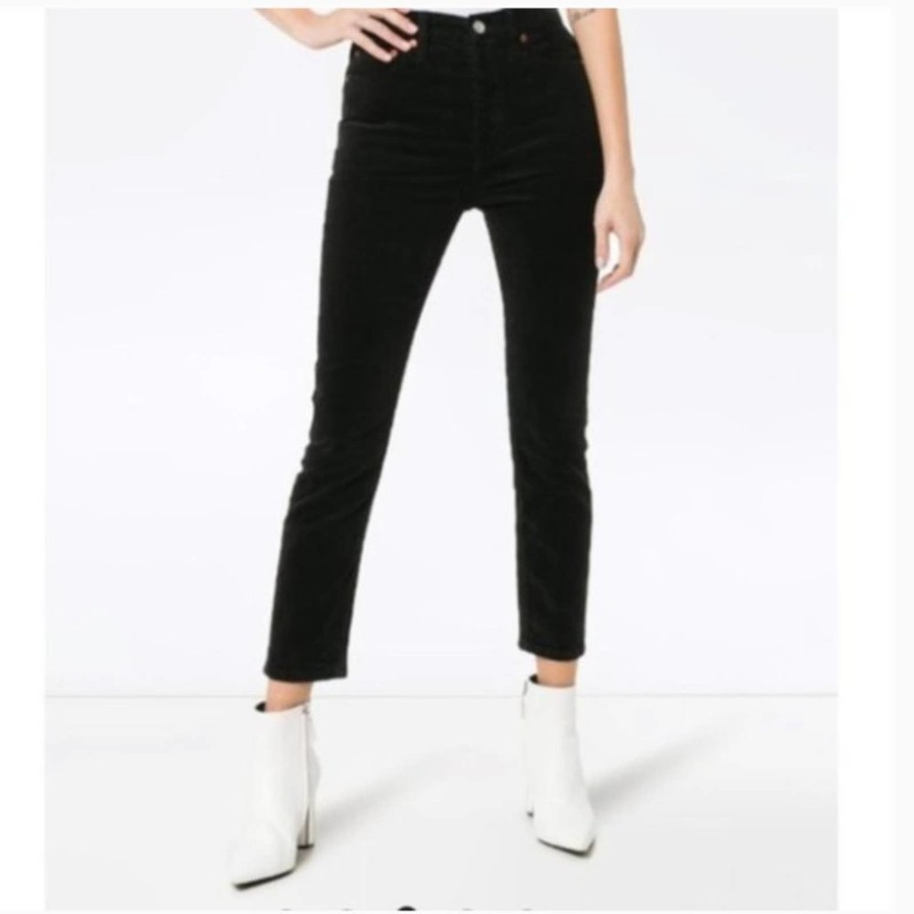 RE/DONE Corduroy High Rise Crop Black Jeans Size 27